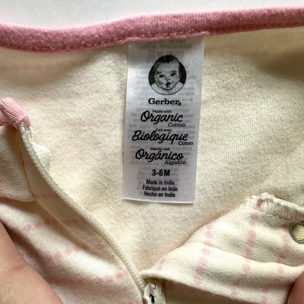 Baby Girl Sleeper Pajamas Size 3-6M Organic Cotton Bunny Stripes